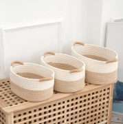 <b>Cotton rope baskets with jute handles</b>